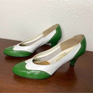 Vintage Green and White Spectator Pumps